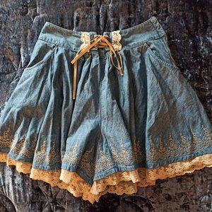 Axes Femme Cottagecore Lolita denim lace skort Japanese import